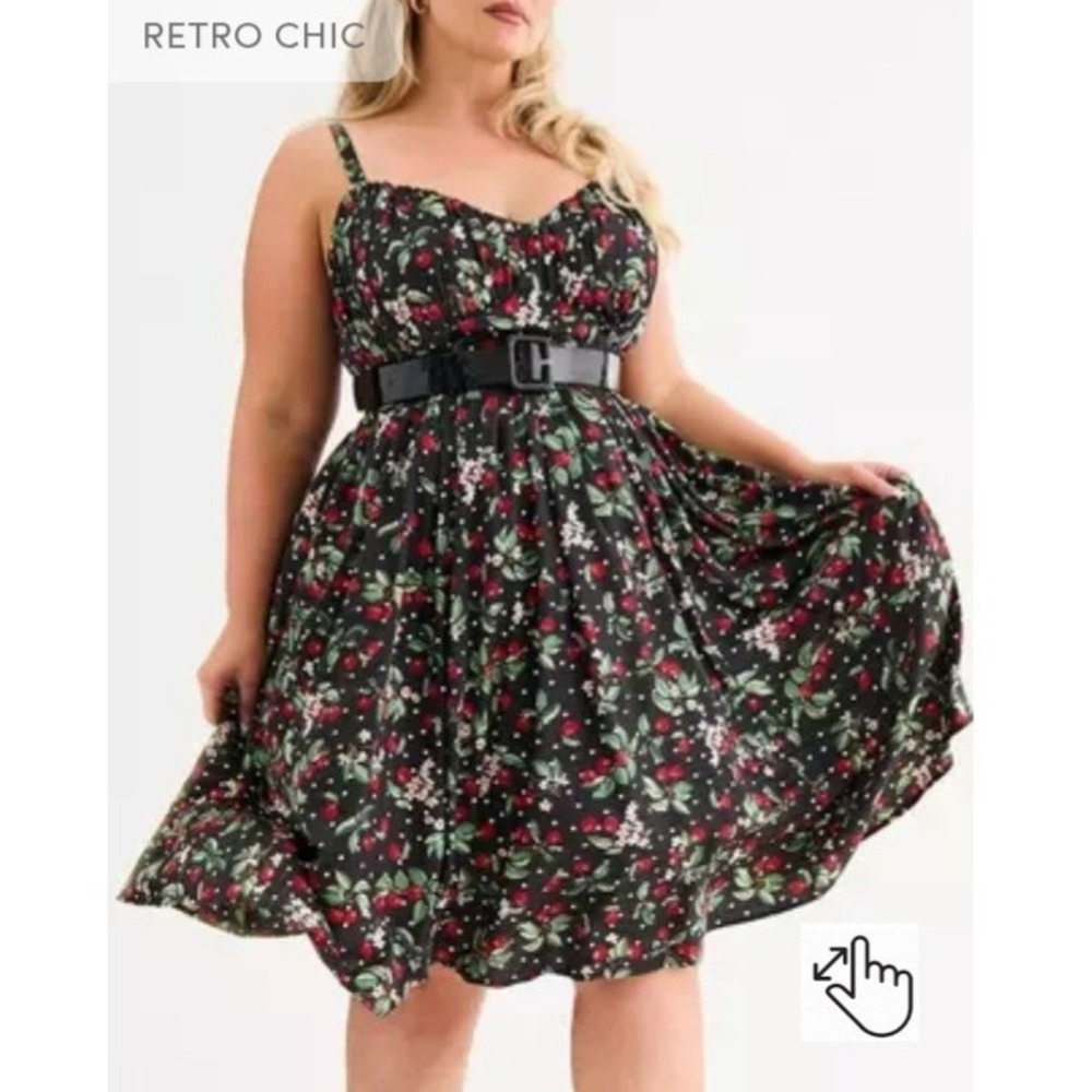 Retro Chic Torrid Dress 30 6X NEW Cherry Swing Chiffon Baby Doll Full Spring Red